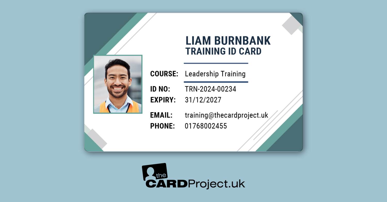 Training ID Card Teal Geometric Design
